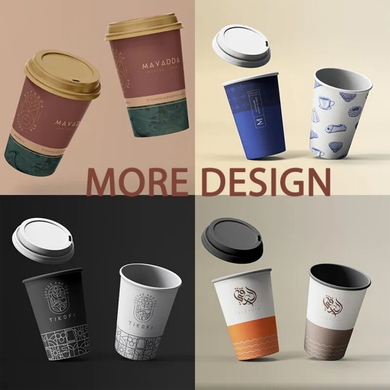 Copo de papel com tampa, papelão descartável, café quente, impressão personalizada do projeto do logotipo, Eco Friendly, Produto personalizado