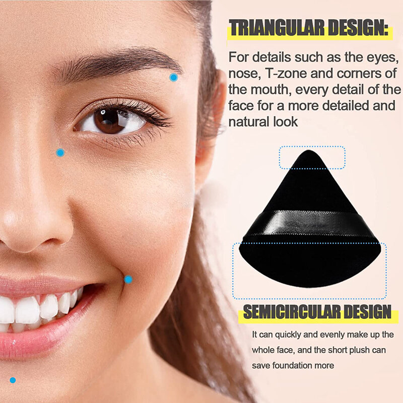 6 pçs veludo triângulo pó sopro compõem esponjas para rosto olhos contorno sombra selo cosméticos fundação maquiagem ferramenta