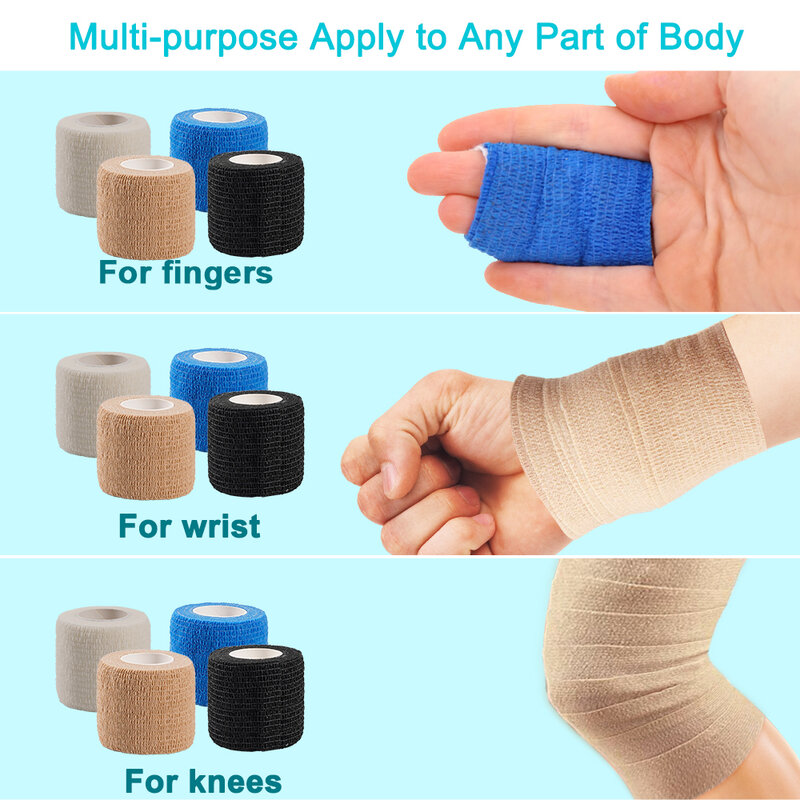 10 Rolls Athletic Wrap Tape Self Adhesive Elastic Bandage Elastoplast Sports Protector Knee Finger Shoulder Tattoo Accessories