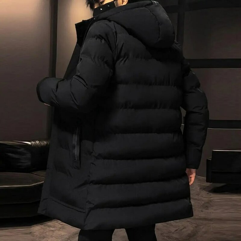 Parka da uomo con cappuccio corea giacca da uomo imbottita in cotone di tipo lungo con coulisse cerniera addensata giacca a vento invernale Casual da uomo Outwear 2023