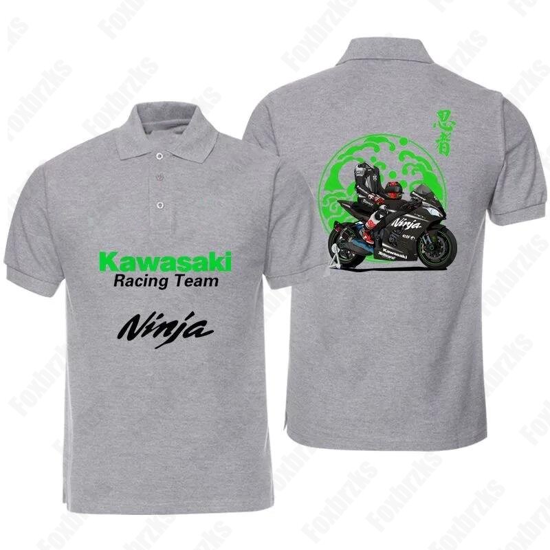 Neues All-Match-Kawasakis-Motorrad-Kurzarm-Polos hirt für Männer und Frauen, Rennfans, T-Shirt, das kurz ärmel ige Kleidung fährt