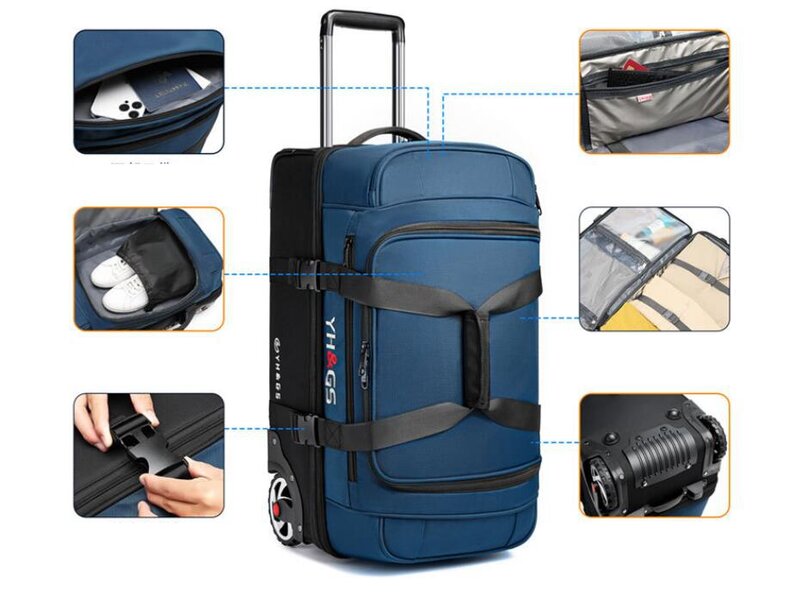 حقيبة سفر بعجلات للرجال ، حقائب تروللي ، حقائب حمل حقائب اليد ، حقيبة دوارة