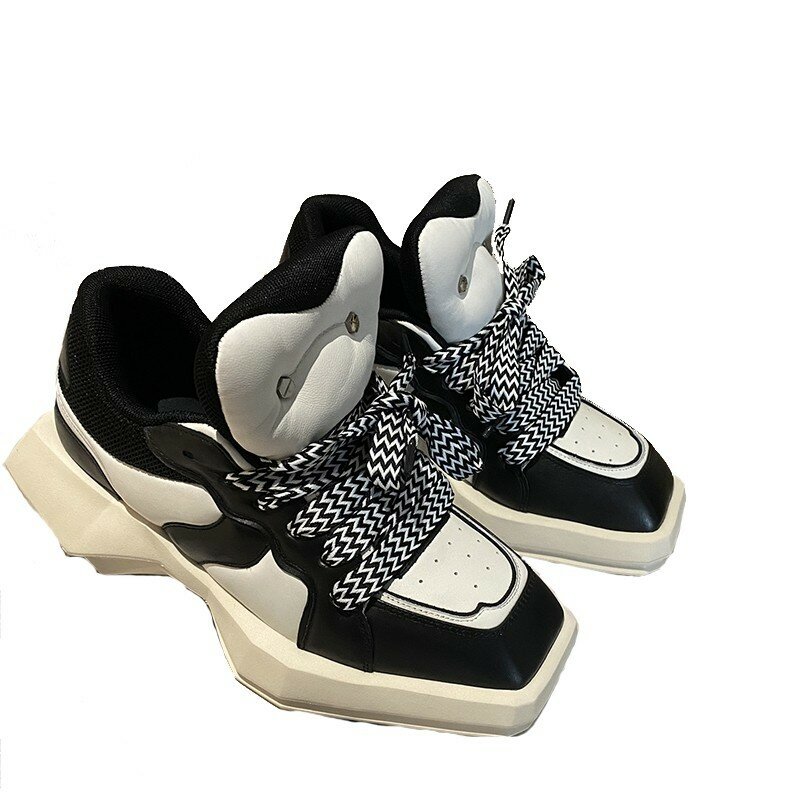 Туфли с квадратным носком цветные блокирующие хлеб, спортивные туфли для папы, увеличивающие рост цветные блокирующие маленькие кожаные туфли, одна обувь