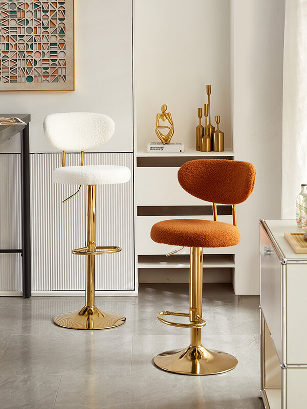 Вращающийся барный стул, высокий стул для ног, Скандинавская мебель, спинка, бархатный барный стул, барные стулья для кухни, столешница