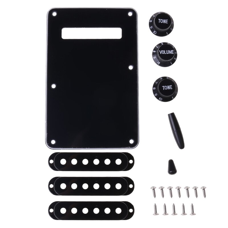 1set SSS Electric Guitar Pickguard Back Plate Pickup Cover Knobs Tips For St SQ