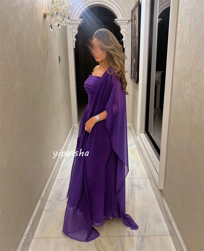 Abito da ballo abito da sera abito da sera Arabia saudita Jersey increspato compleanno a-line monospalla abito da occasione su misura abiti lunghi