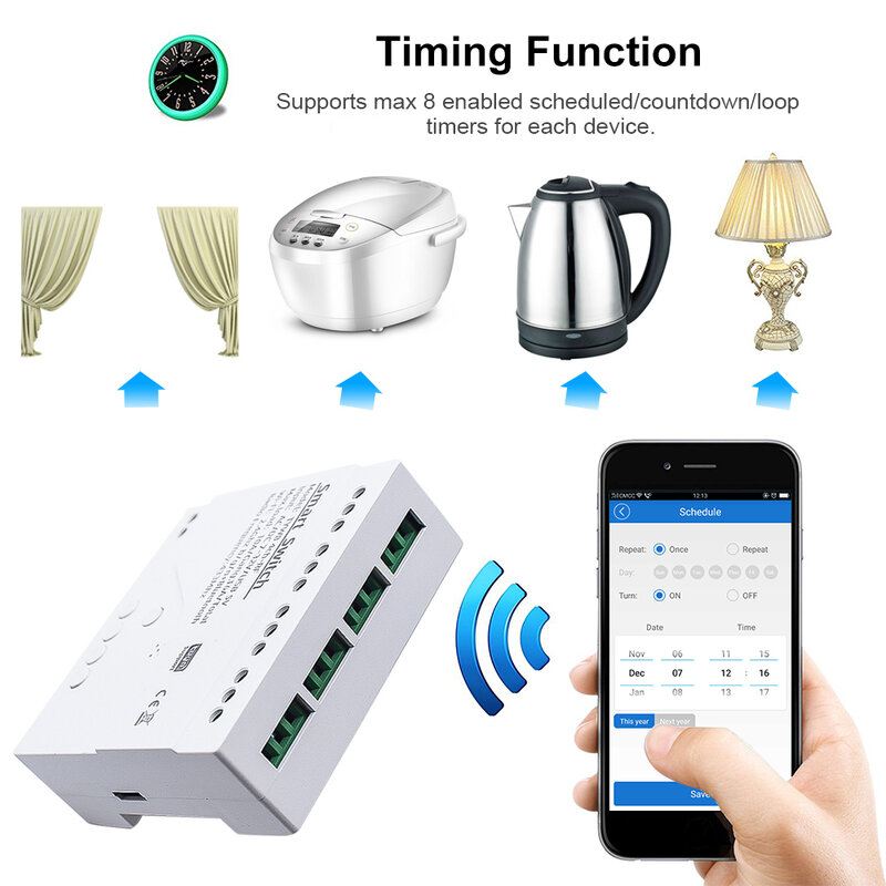 Módulo de interruptor Wifi inteligente Tuya, 12V, 24V, 220V, RF 433, Control remoto de electrodomésticos, relé de 4 canales, funciona con Alexa y Google Home