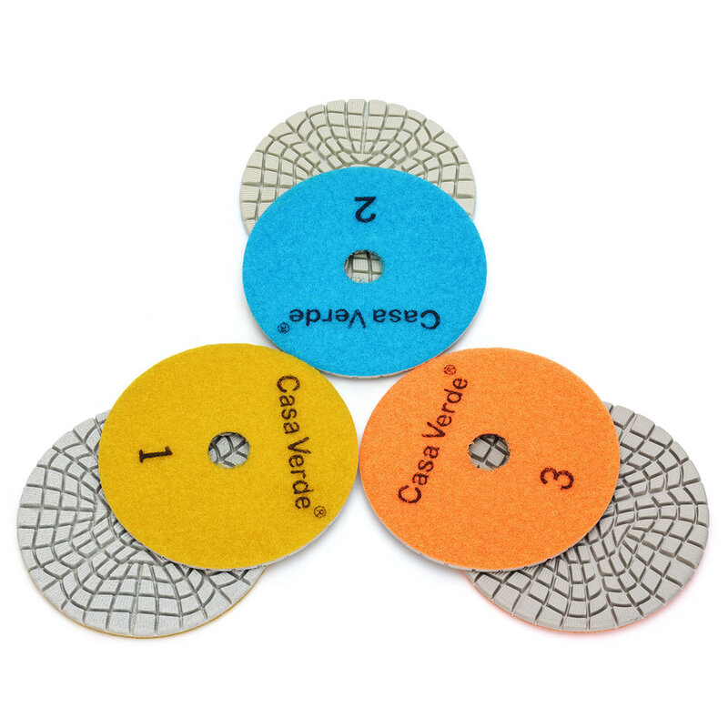 Casaverde 4 "/100 мм алмазные влажные 3-ступенчатые полировальные диски, диски для гранита, полировальные диски для гранита, мрамора, инженерные каменные поверхности