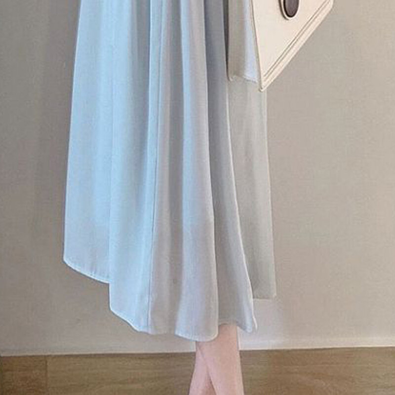 2024 Damska letnia sukienka szyfonowa z krótkim rękawem i dekoltem w szpic Elegancka sukienka damska z koronką Odzież damska