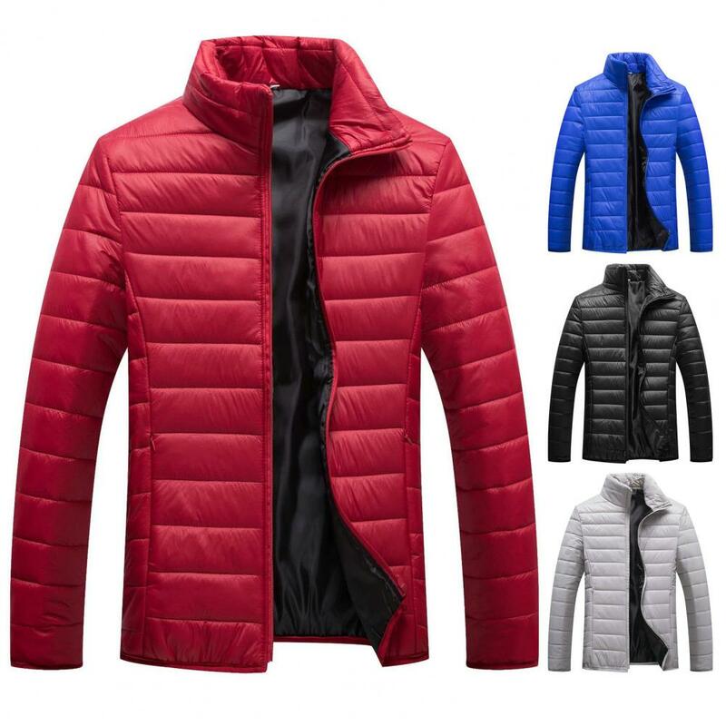 男性用軽量コットンコート,冬用,スタンドカラー,厚手,パッド入り,暖かさ,防風,耐衝撃性,ソフトダウン