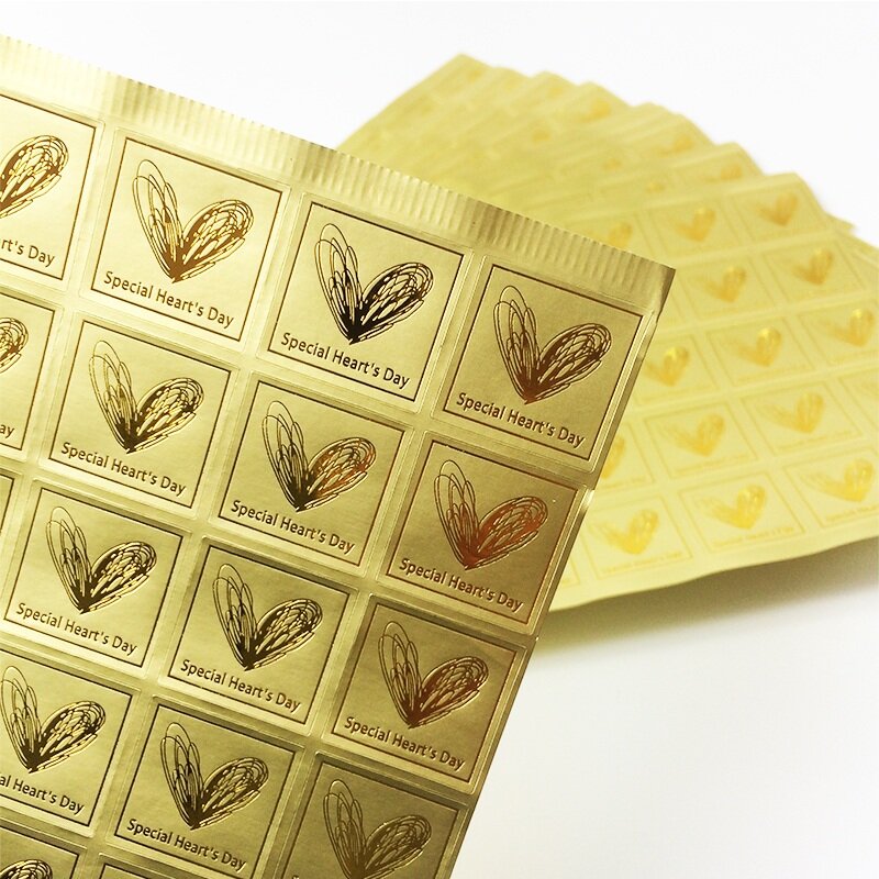 300 Pcs/lot Golden special heart day Label Sticker For DIY Fingerprint love Hand Made Gift Present Cake Baking Sealing Sticker
