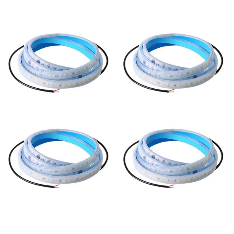 4PCS 120Cm Waterproof Auto Decorative Ambient Lights LED Car Door Welcome Light Safety Warning Streamer Lamp Strip