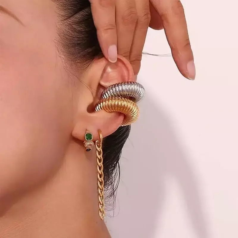 Grandi orecchini in oro Aros Statement per le donne Helix Texture leggero Piercing finto Oreja clip per le orecchie Pendientes Acero Inoxidable