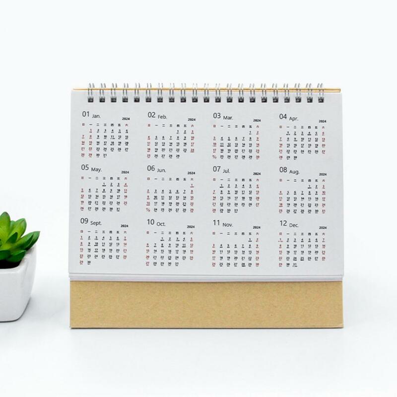 Kalender meja 2024, kalender Mini berdiri-up desain Flip-top tanda acara rumah sekolah kantor kalender Mini