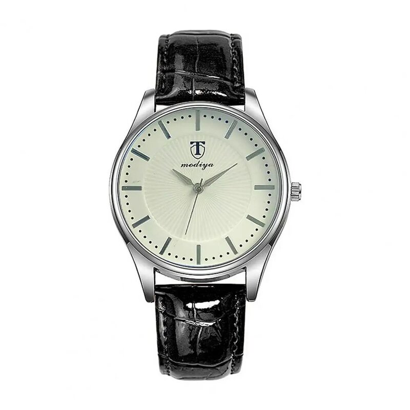 Relógio de quartzo elegante masculino, pulseira ajustável de couro falso, alta precisão, rodada de negócios