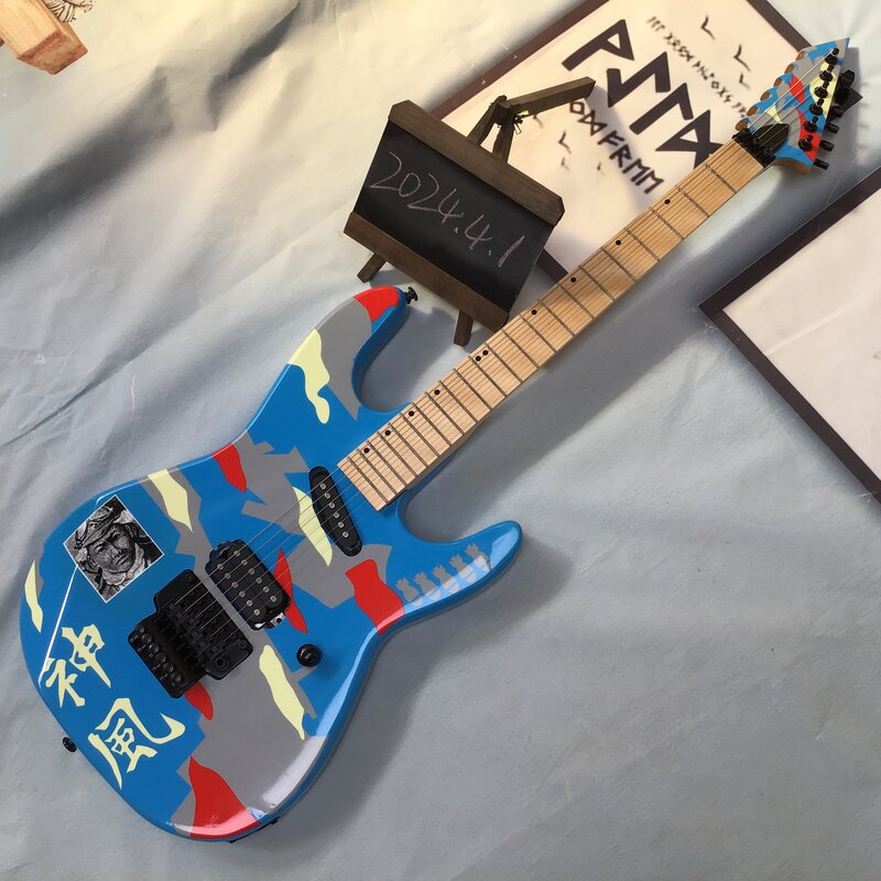 E-Gitarre blau Mahagoni Körper Ahorn Universal größe versand kostenfrei auf Lager sofort schwarz Hardware