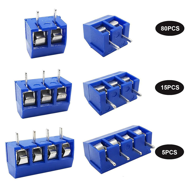Bloque de terminales PCB de piezas, caja de kit enchufable empalmada, 100 MM, 5,08 KF301-2P3P4P