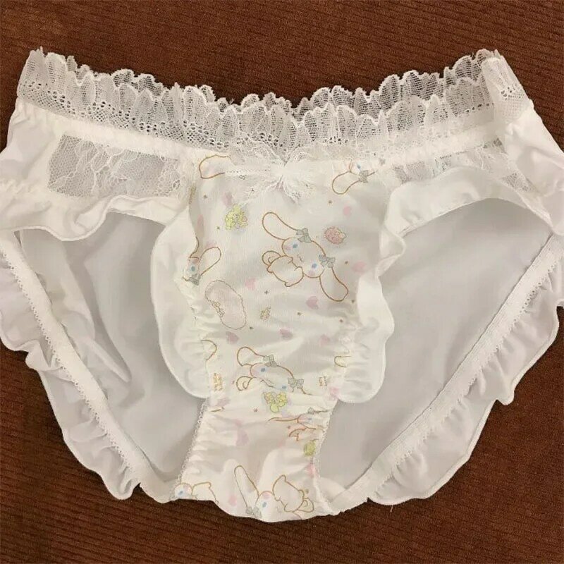 Miniso Sanrio celana dalam My Melody Cinnamoroll Anime lucu celana dalam wanita katun seksi renda ikatan simpul celana dalam lembut hadiah anak perempuan