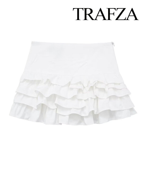 Женская винтажная мини-юбка с высокой талией и оборками, Y2K