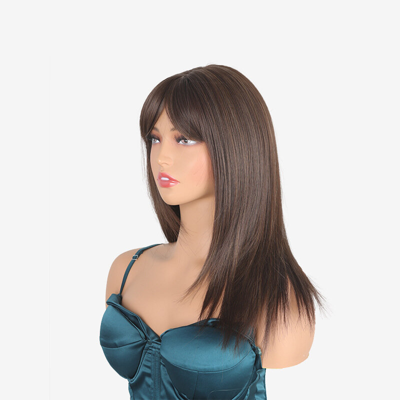 SNQP 50cm Long Straight Centre Parted Hair Natural Looking New Stylish Hair Wig for Women Daily Cosplay Party Heat Resistant