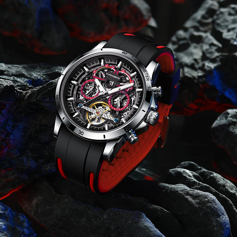 LIGE DESIGN Classic Luxury Men orologio da polso meccanico automatico orologio impermeabile in Silicone orologi da uomo di marca orologio Tourbillon