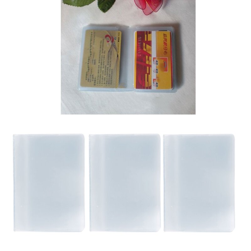 Q1QA-bolsa transparente de plástico PVC, organizador de bolsillo para tarjetas de crédito, identificación y nombre