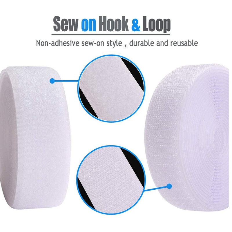 5Meter Sew on Hook And Loop Tape Non-Adhesive Fastener Tape Back Nylon Strips Fabric Fastener Sewing Accessorie 16/20/25/30/38mm