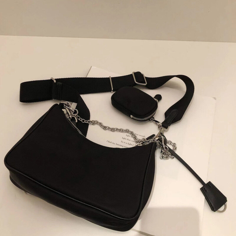 PR 2023 Underarm Hobo New Moon Nylon Single Shoulder Crossbody Handheld Chain Bag