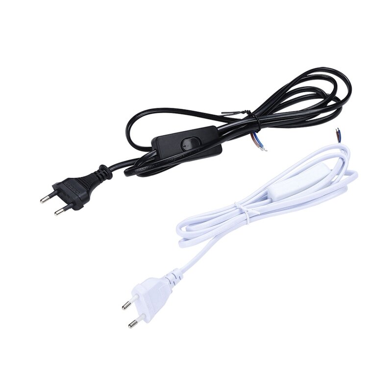 Cable alimentación luz LED con interruptor, conector cable LED con enchufe europeo, cable alimentación 6 pies/1,8