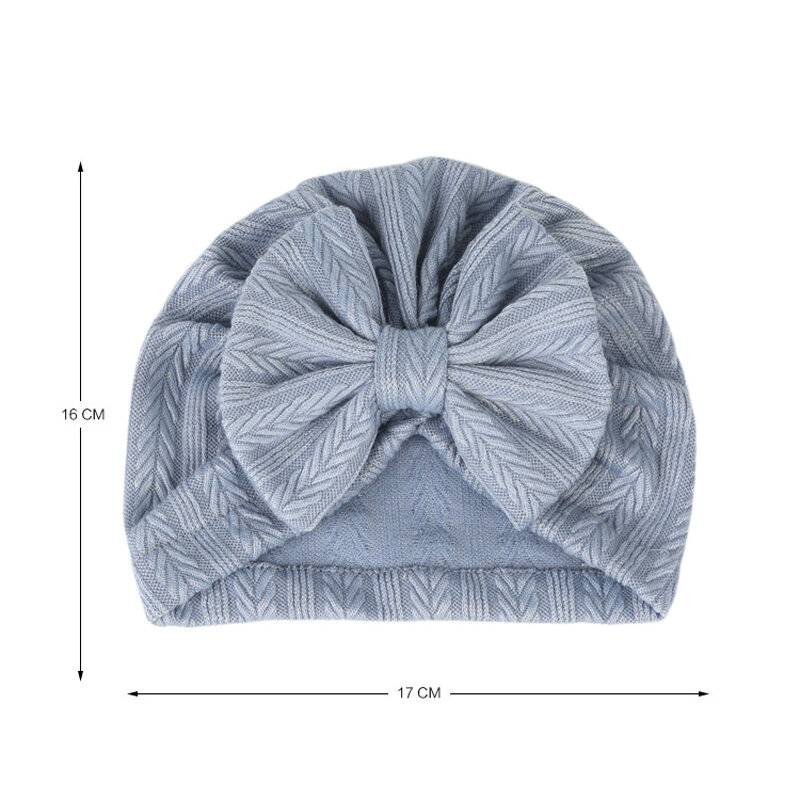 Newborn Baby Turban Hat Big Hair Bow Knotted Headwrap Solid Color Soft Hospital Hat for Toddler Boys Girls