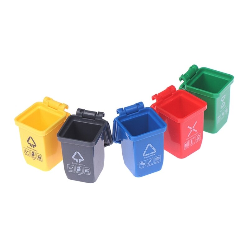 5 pçs mini lata lixo classificação casa bonecas móveis decorações miniatura lata lixo modelo brinquedo para crianças