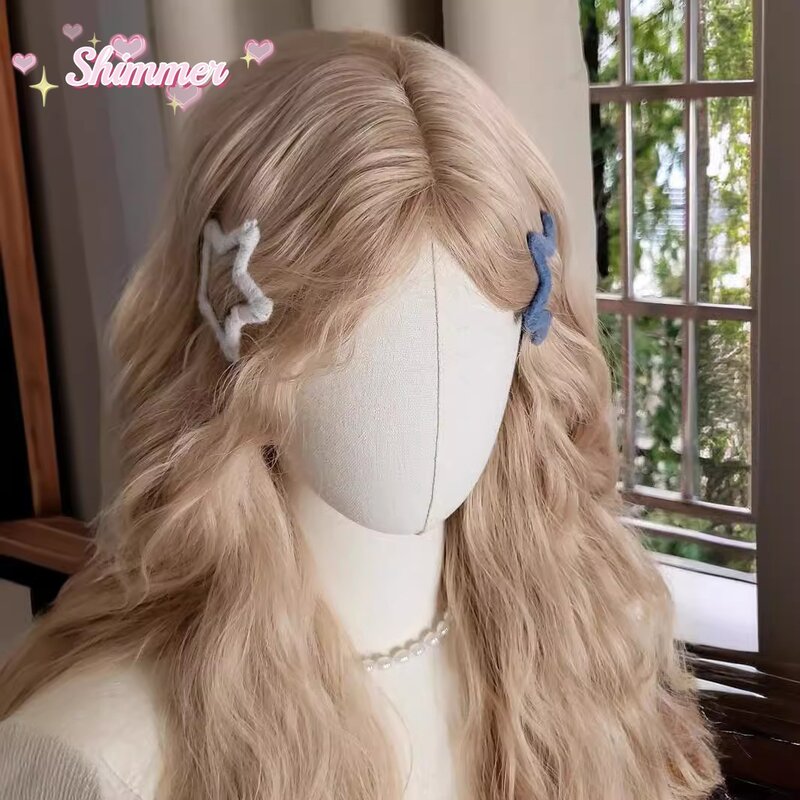 Shimmer Blonde Pruiken Voor Vrouw Lang Krullend Haar 55Cm Dicht Haar Pruik Voor Dagelijks Gebruik Cosplay Party Synthetische Hoofdband Pruik