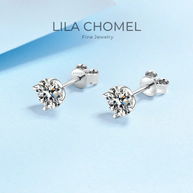 Moissanite espumante brincos de diamante para mulheres, Ins Style, PT950 Platinum, Real 0.6, 1, 2CT, joias de luxo finas para casamento
