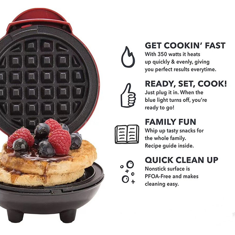 Multi-Function Pie Stop Plug Powered Waffle Maker Double-Sided Heating Breakfast Roaster