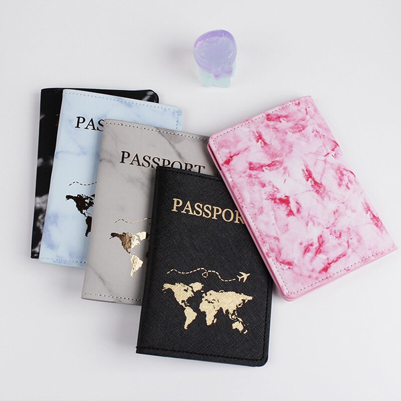 Moda de couro do plutônio quente carimbo mapa passaporte capa de livro simples avião das mulheres dos homens de viagem do casamento capas de passaporte titular de saco de armazenamento