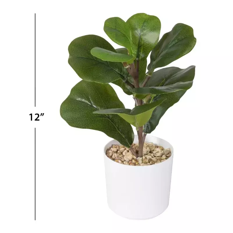 Plante verte artificielle pour cuir chevelu violon, pot blanc, vert, utilisation en intérieur, par Mainstenci, 12 po x 4 po
