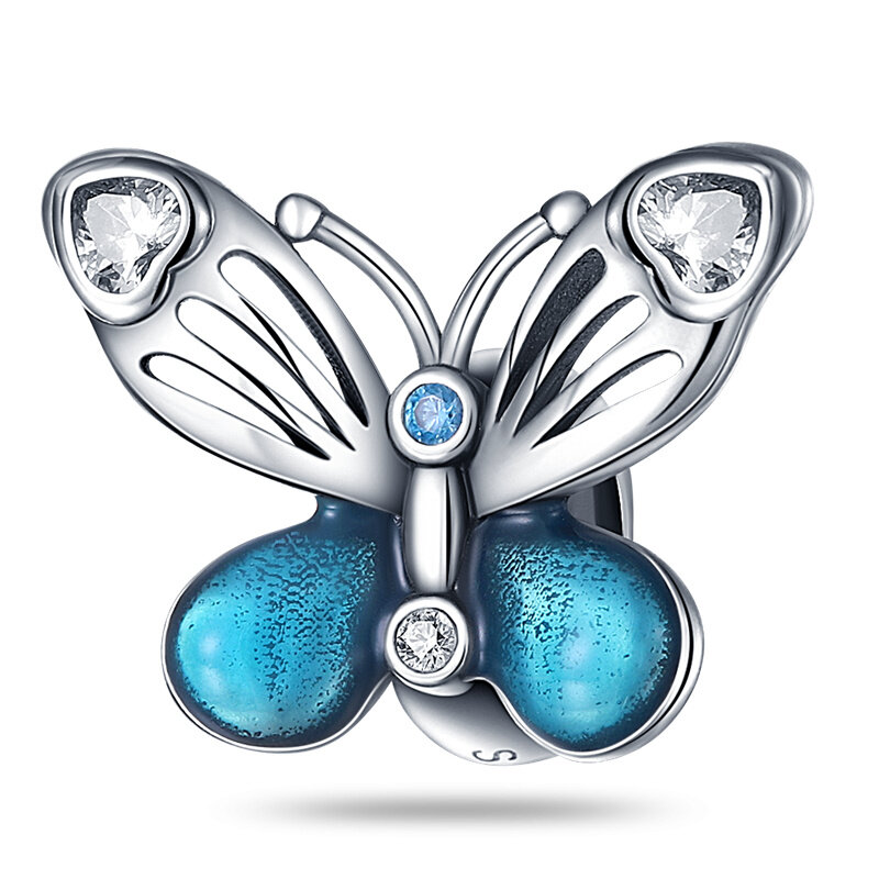 2022New 925 Sterling Silver Butterfly Dragonfly Dangle wisiorki koraliki Fit oryginalna bransoletka Pandora prezent dla kobiet wisiorek biżuteria