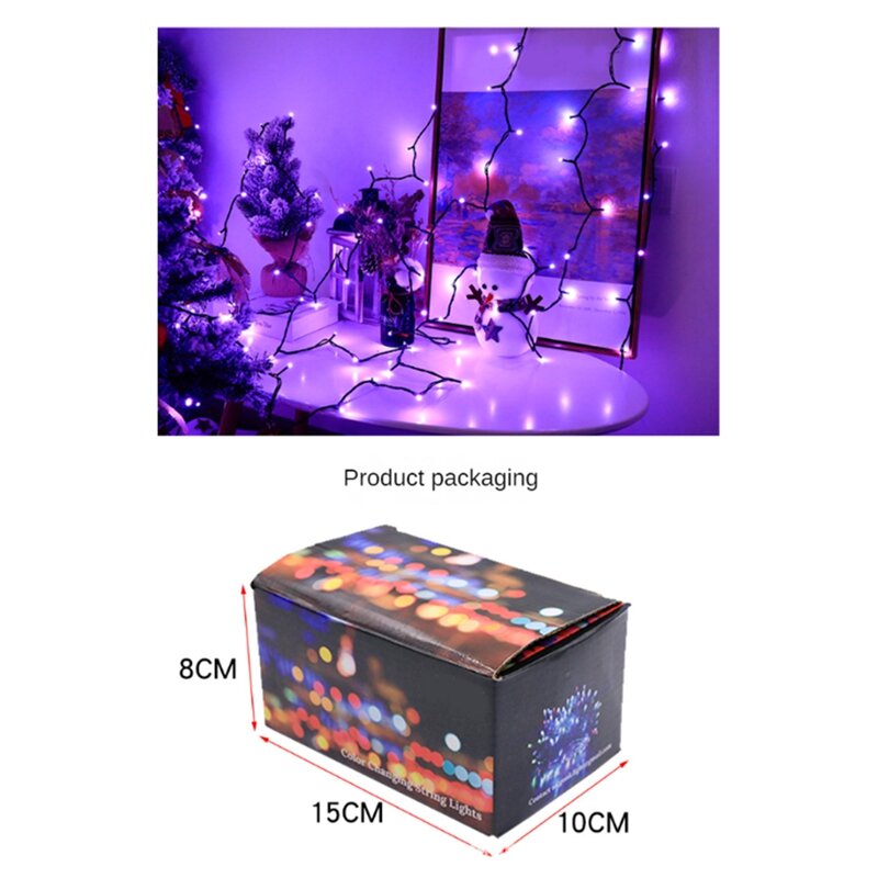 Luzes LED de controle remoto colorido, luzes impermeáveis portáteis, luzes da árvore de Halloween e Natal, fácil de instalar