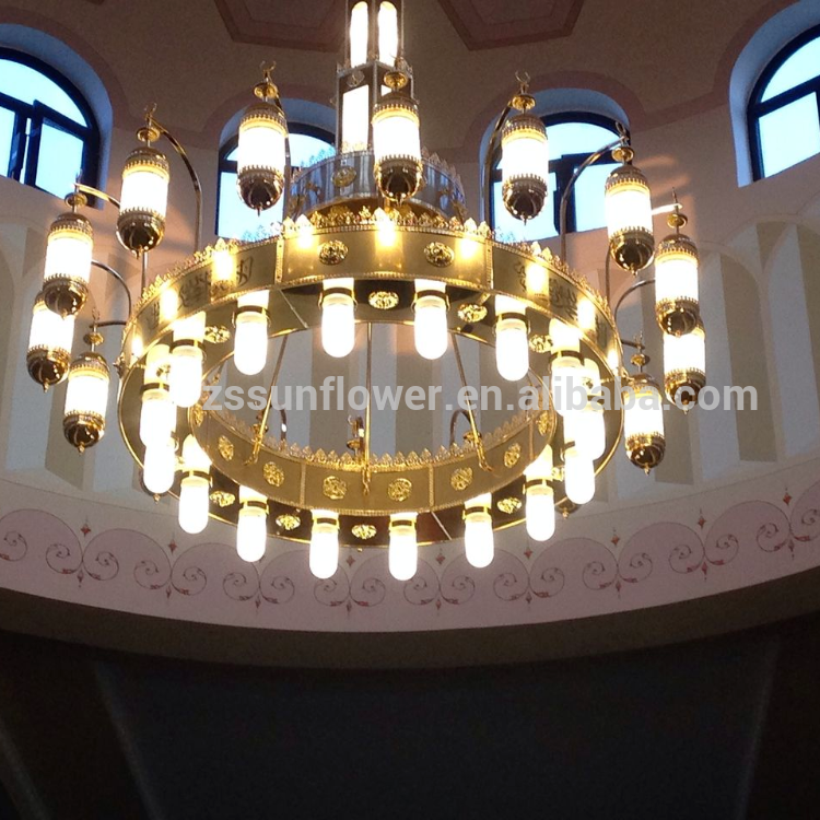 Moroccan lighting Islamic chandelier decoration gold plated iron mosque large chandelier lighting
