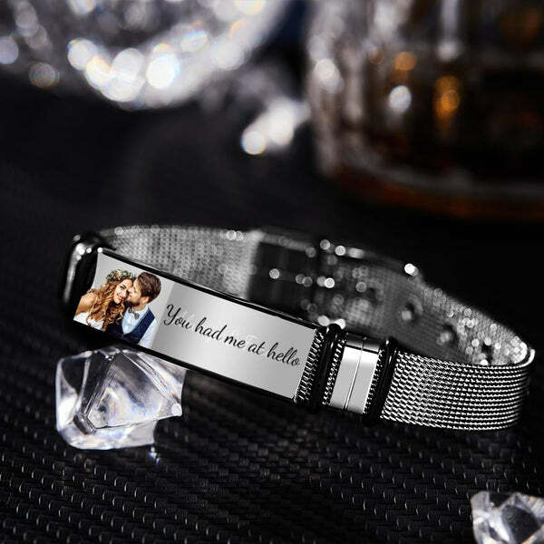 Personalizado pulseira masculina-grave sua mensagem de aço inoxidável pulseira masculina presente personalizado para o marido
