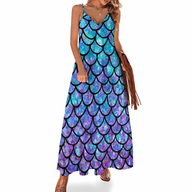 Fioletowo-bluesowa łuski syreny sukienka bez rękawów luksusowa damska sukienka letnia sukienka damska 2023