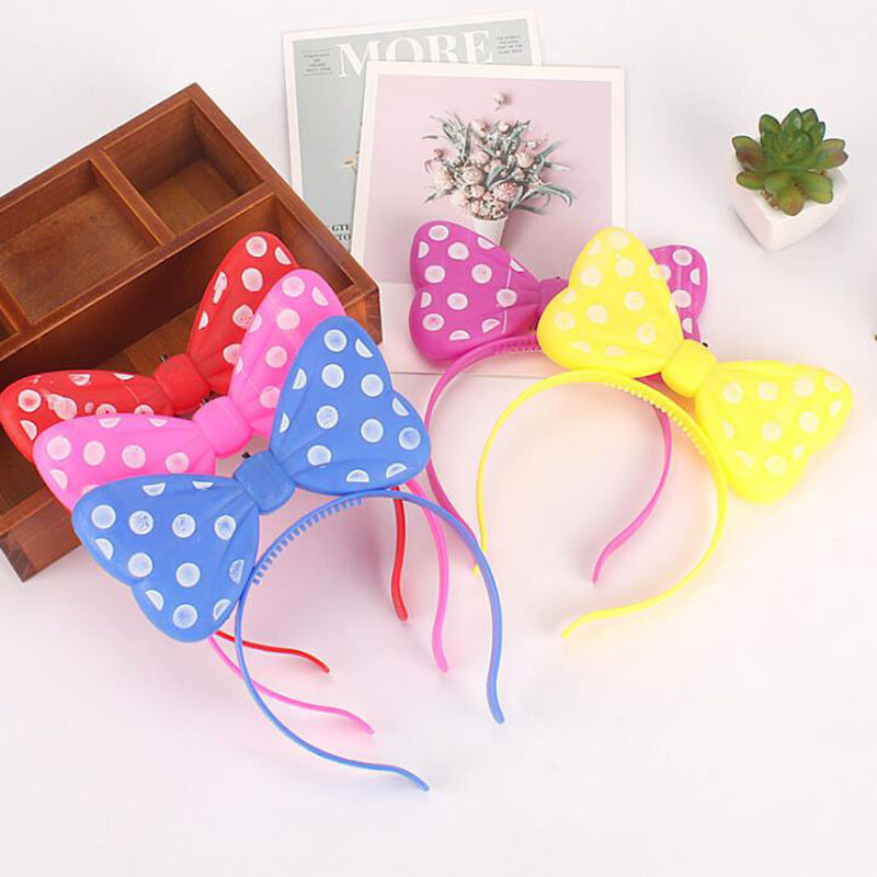 Kid Children luminous Cotton Girl Lovely Headband Pink bowknot Head Holiday Adult Kids Hairband regalo di natale Play House Toy