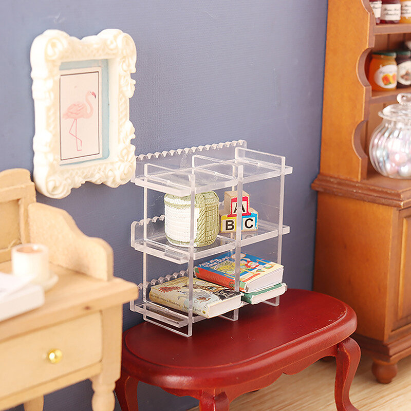 1:12 miniaturowy domek dla lalek, wielowarstwowy półki magazynowe pojemnik, lalka Model wystrój domu dzieci udają zabawki