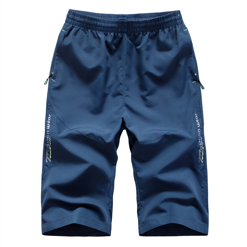 Esportes de verão calças cortadas de secagem rápida tamanho grande 7xl 8xl masculino casual 3/4 calças fino treino masculino moda shorts baggy