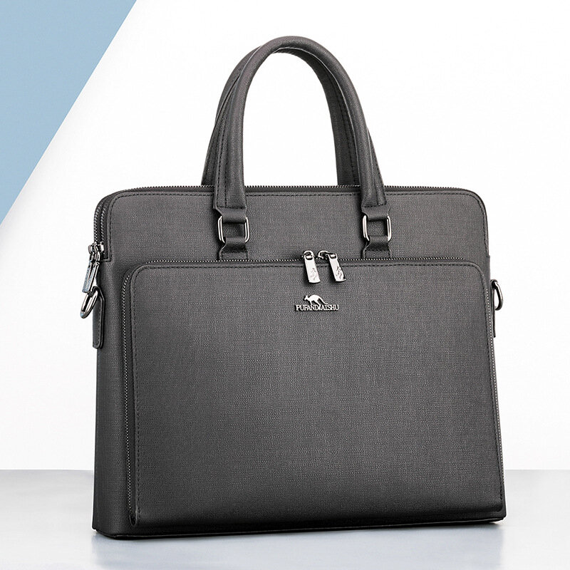Men's Briefcase Double Zipper New Fashion Shoulder Bag 14 Inch Laptop Bag Large Capacity Male Business Handbag Travel Bag