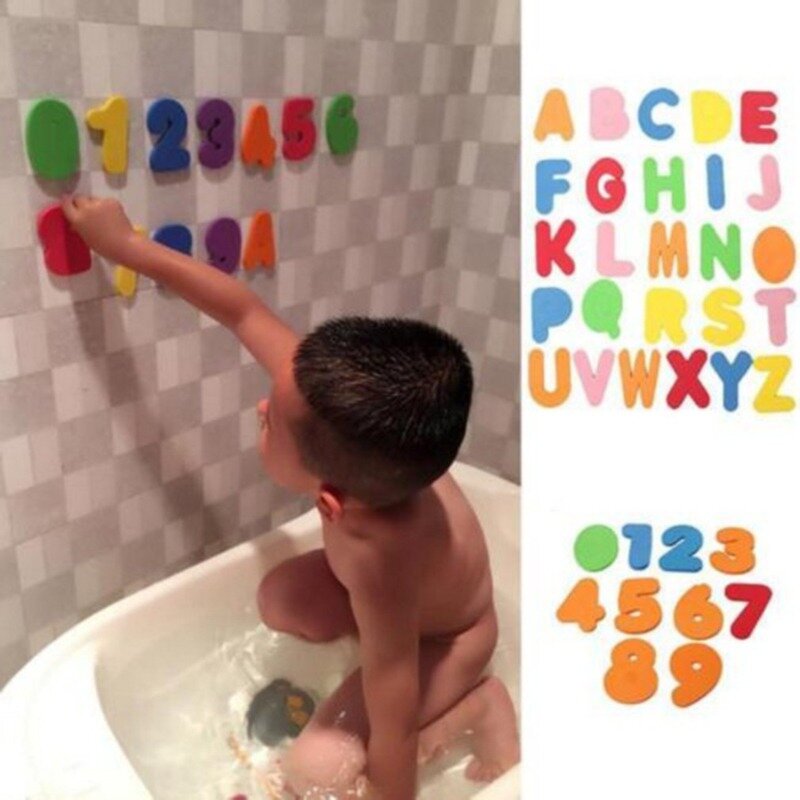 36pcs/set Alphanumeric Letter Bath Puzzle EVA Kids Baby Toys Early Educational Kids Bath Funny Toy Bathroom Suction Up Water Toy