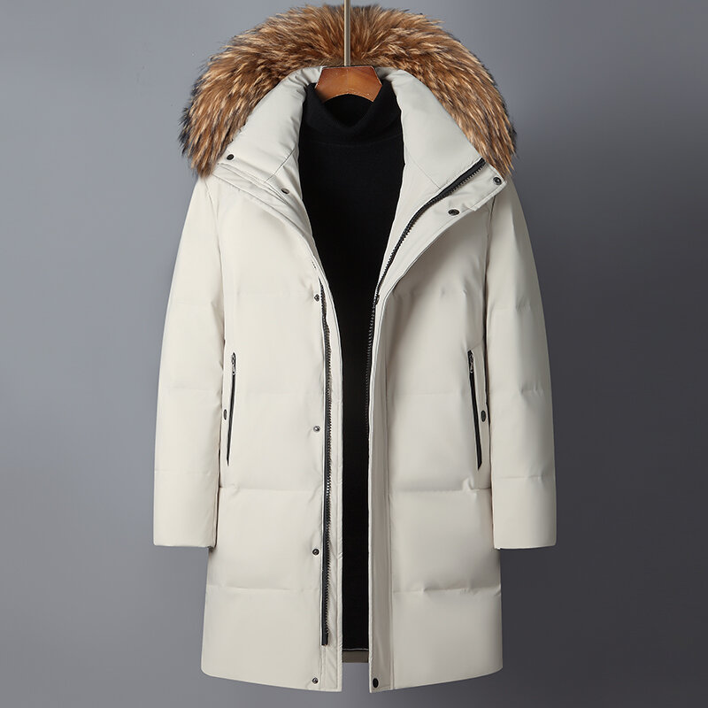 Jaqueta de pato longo masculino para baixo, casacos de inverno para homens, sobretudo Parkas, roupas frias acolchoadas, casacos de penas