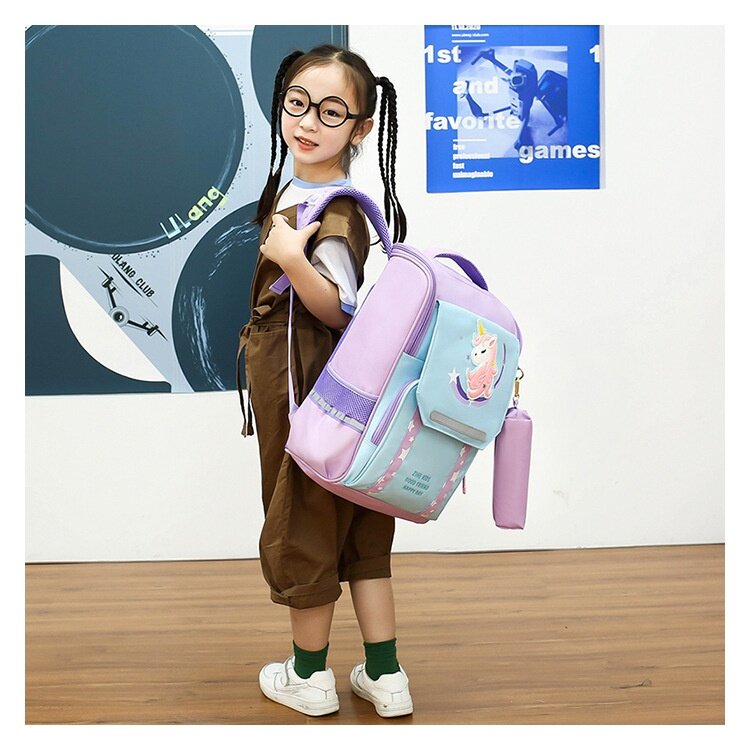 Children British Style Cartoon Unicorn Dinosaur Large Capacity Backpacks New Girls Boys Fashion Cartoon Students School Pen Bags