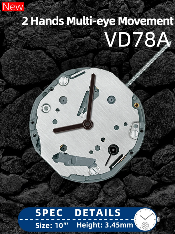 ใหม่ TMI VD78A Hattori ดั้งเดิมญี่ปุ่นนาฬิกาควอตซ์2มือ VD78เล็กวินาที6G28วันที่หลายตาที่6:00โดยรวม6:00