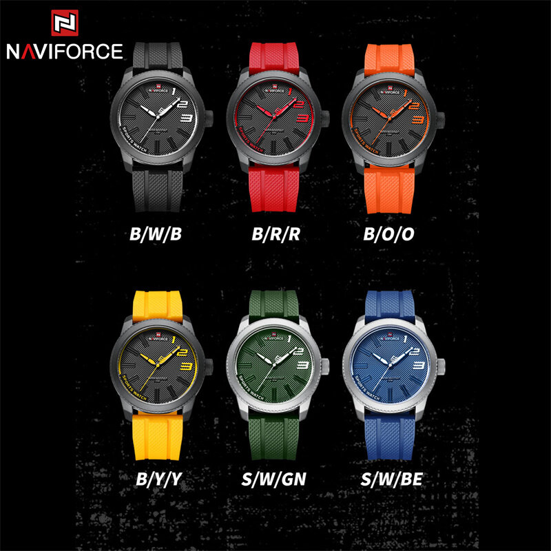 NAVIFORCE-Relógio de quartzo militar impermeável masculino, marca de luxo, pulseira de silicone, esporte, 2022